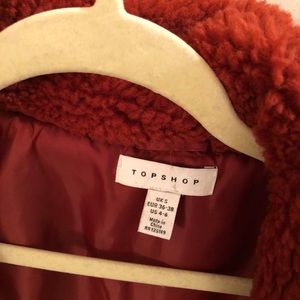 Topshop Dark red fury coat